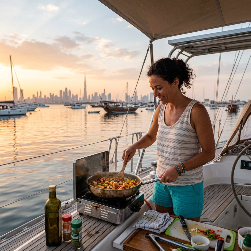 Cooking onboard in Gulf summer — what works, what to skip